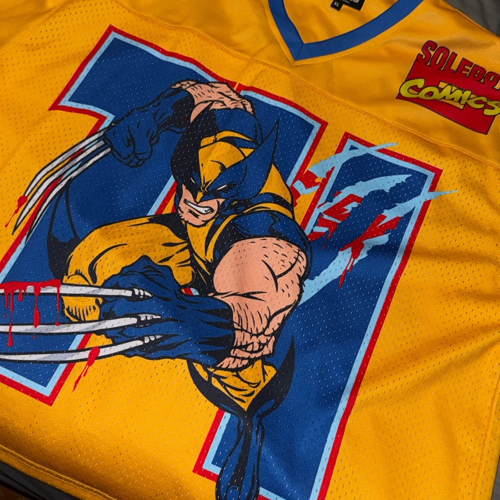 Wolverine Graphic Yellow & Blue Jersey Shirt - Marvel Style